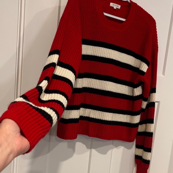 Sweater Red, Black and White Striped crew neck - Picture 3 of 4